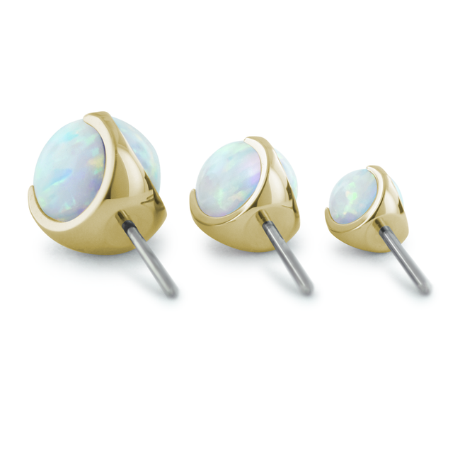 The back view of 3 sizes of Spheres Gem Ends