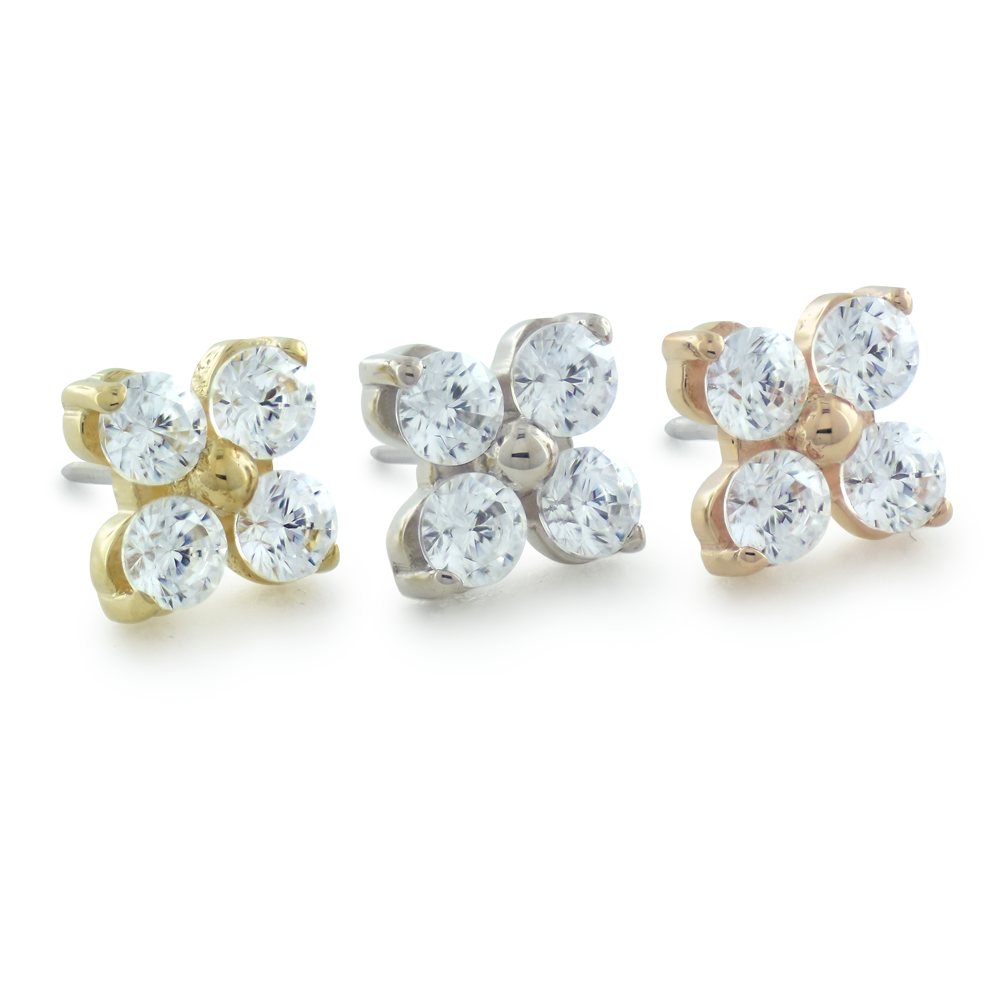 18K Yellow Gold, White Gold, and Rose Gold Forte Gem Ends with Cubic Zirconia gems