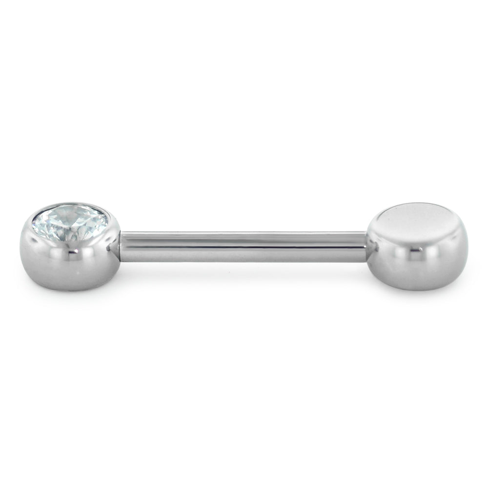 Titanium Threadless Wholesale body jewelry, a straight barbell with 5mm Cubic Zirconia faceted gem ends