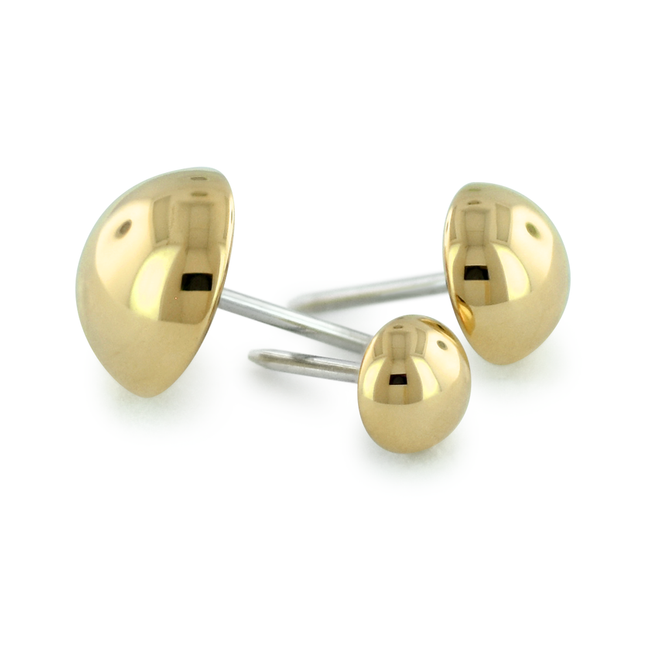 3 sizes of 18K Yellow Gold Dome Ends