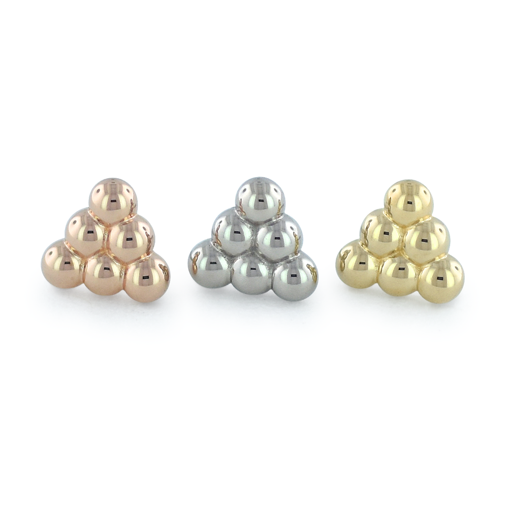 18K Rose Gold, White Gold, and Yellow Gold 6-bead Multi-Bead ends