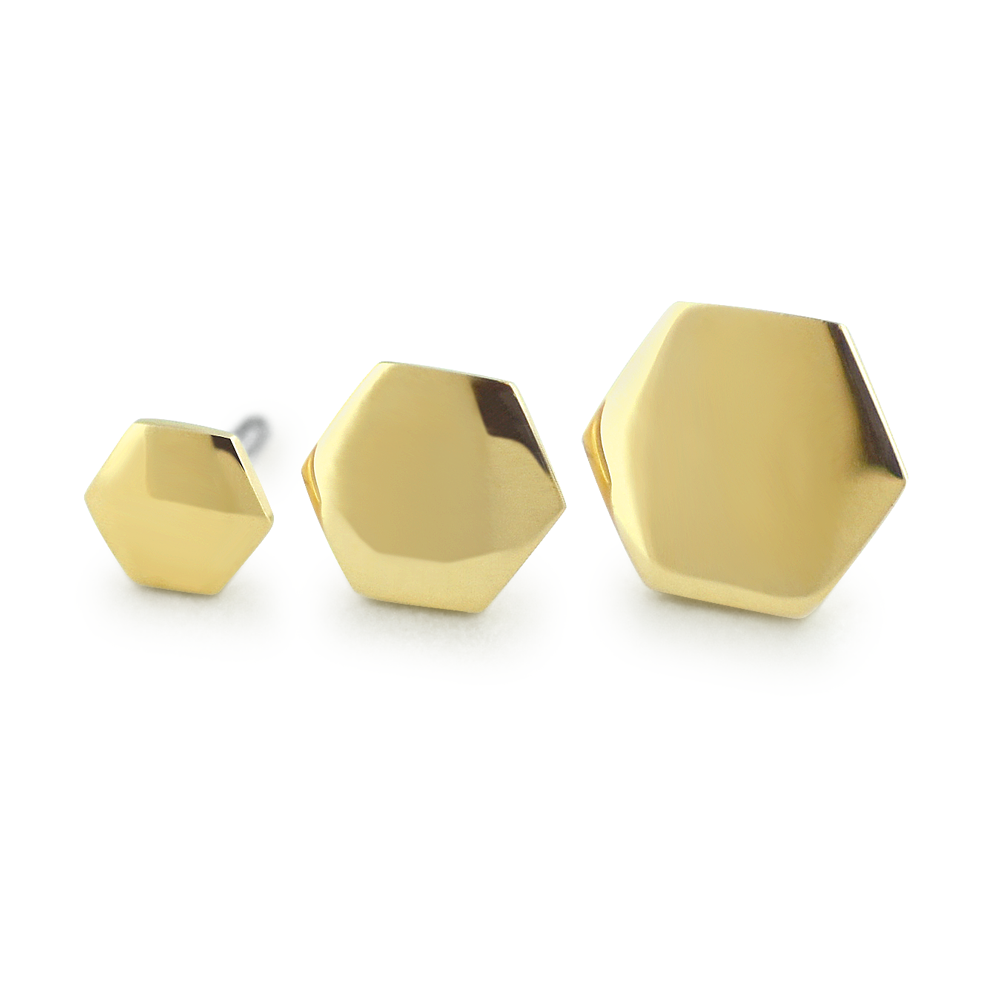 3 Sizes of 18K Yellow Gold Hexagon Ends