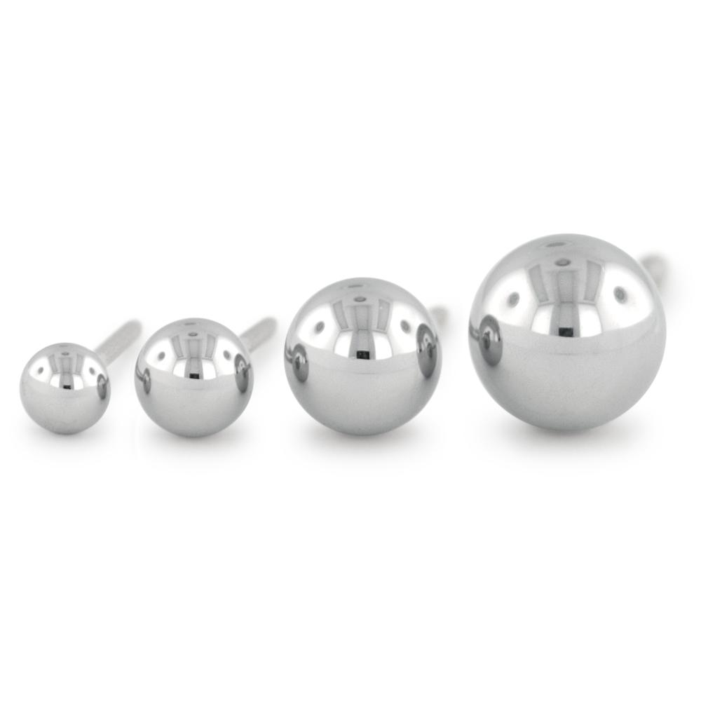 Four sizes of threadless titanium decorative ball ends